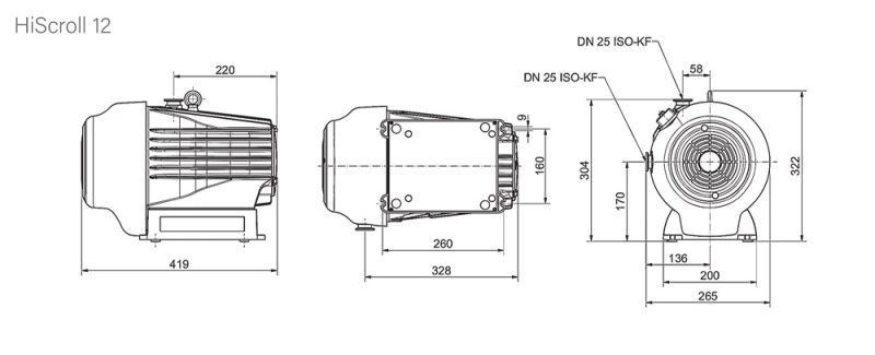 Pfeiffer HiScroll 12 vacuum pump dimensions