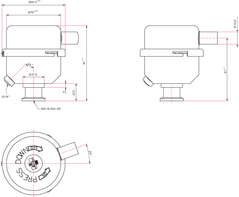 Oil mist separator for rotary vane pumps dimensions