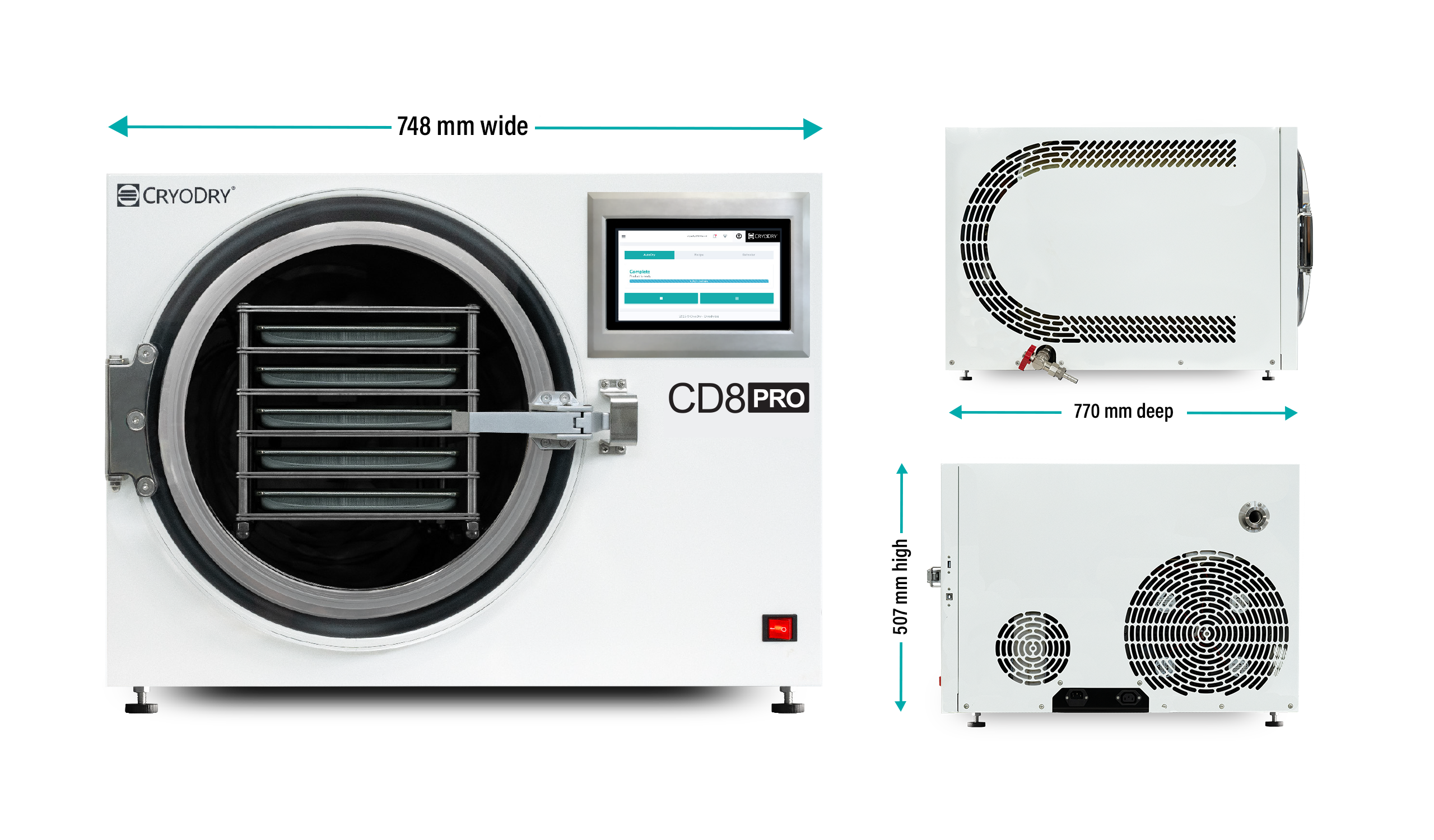CD8 Pro Dimensions 748 mm wide 770 mm deep 507 mm high